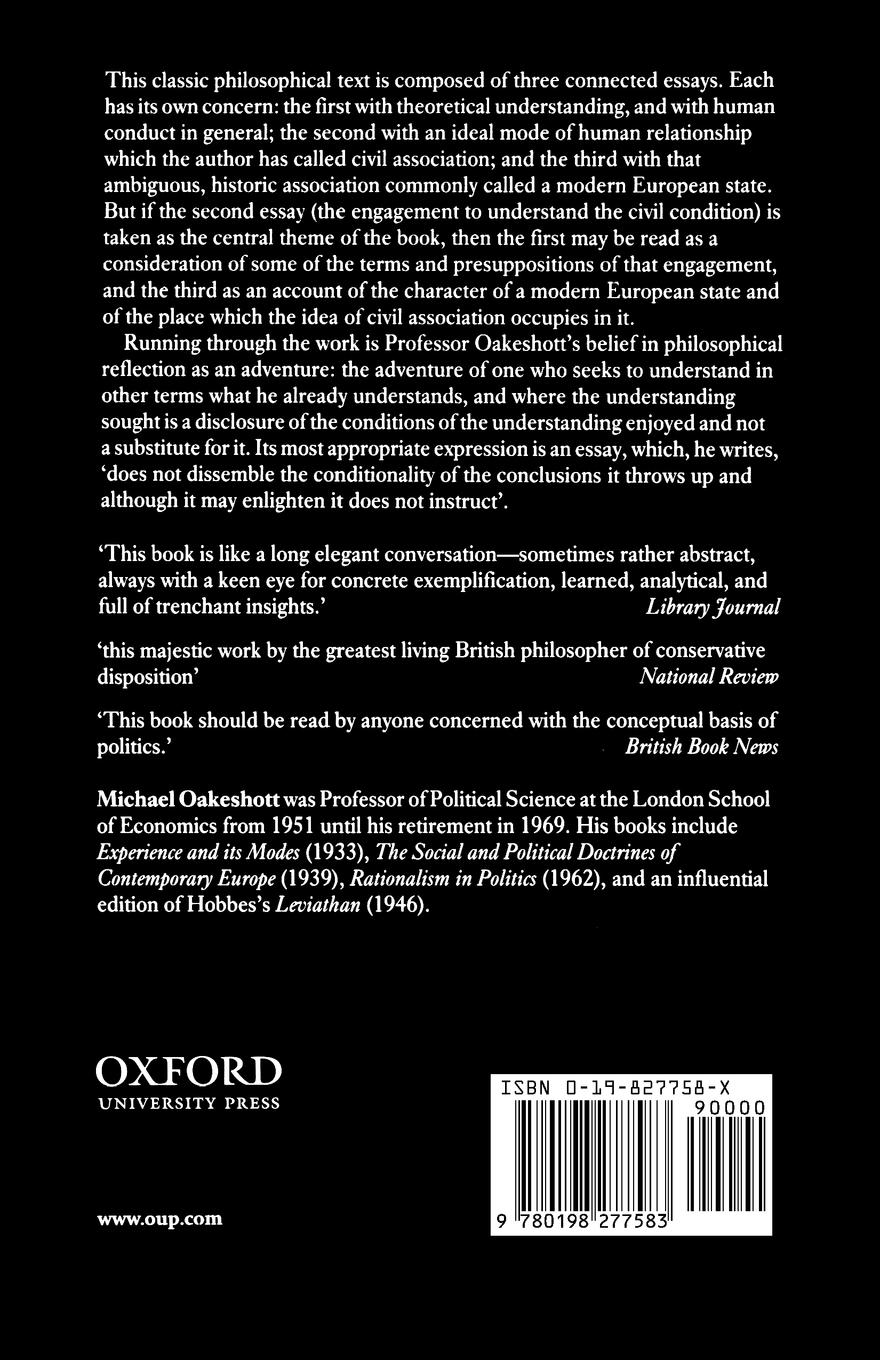 Rückseitencover On Human Conduct