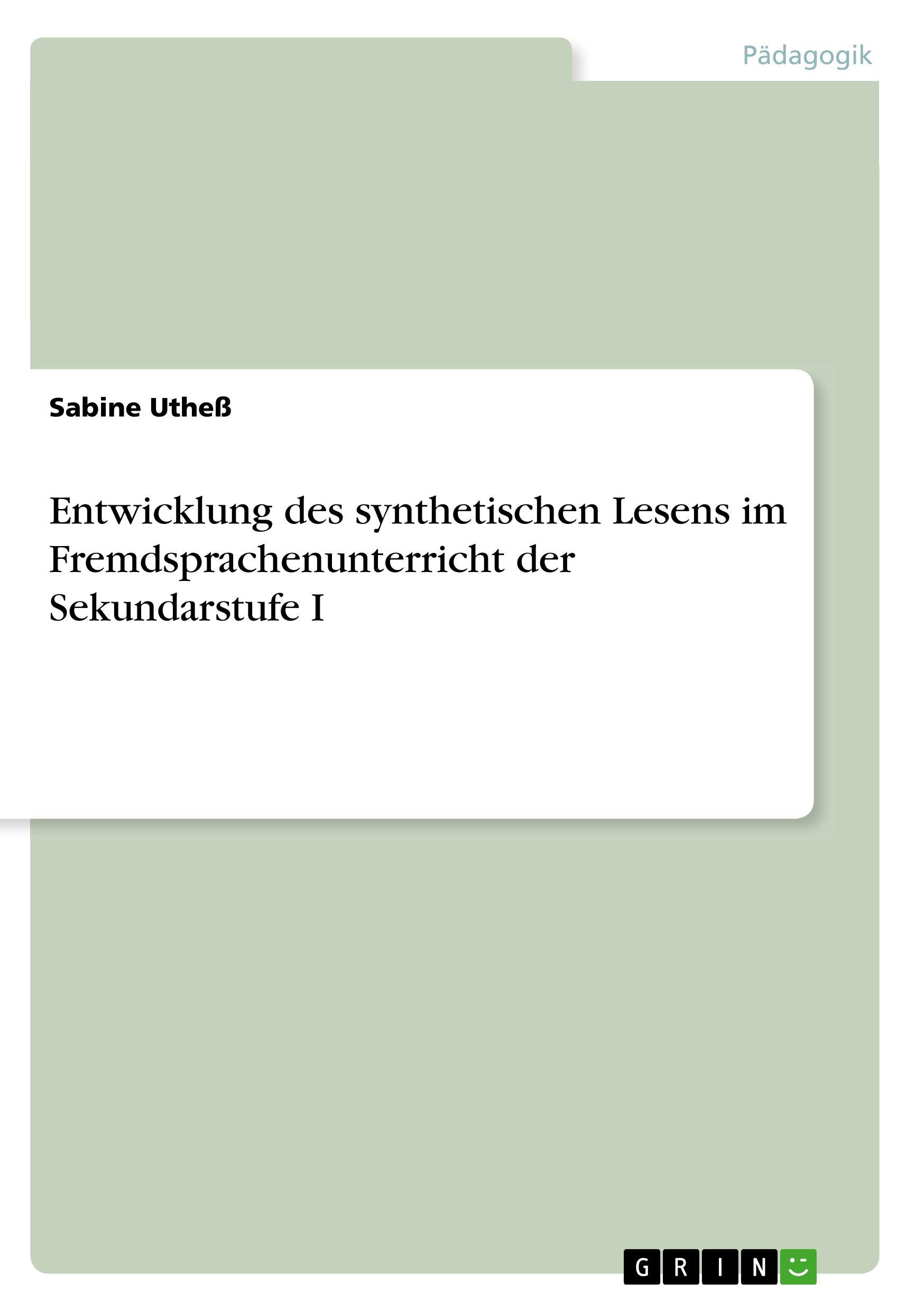 Vorderes Coverbild Entwicklung des synthetischen Lesens im Fremdsprachenunterricht der Sekundarstufe I