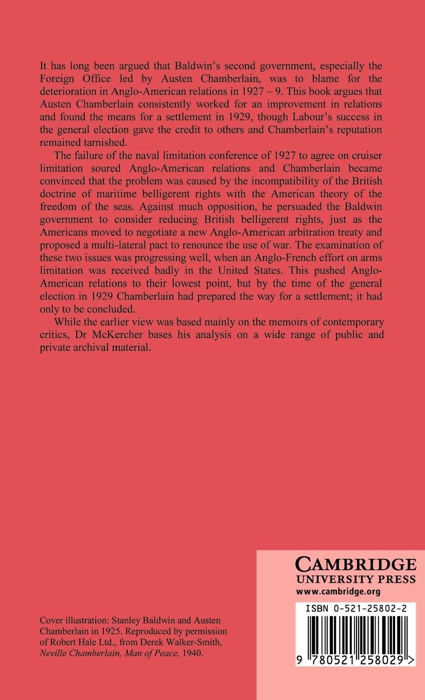 Rückseitencover The Second Baldwin Government and the United States, 1924 1929