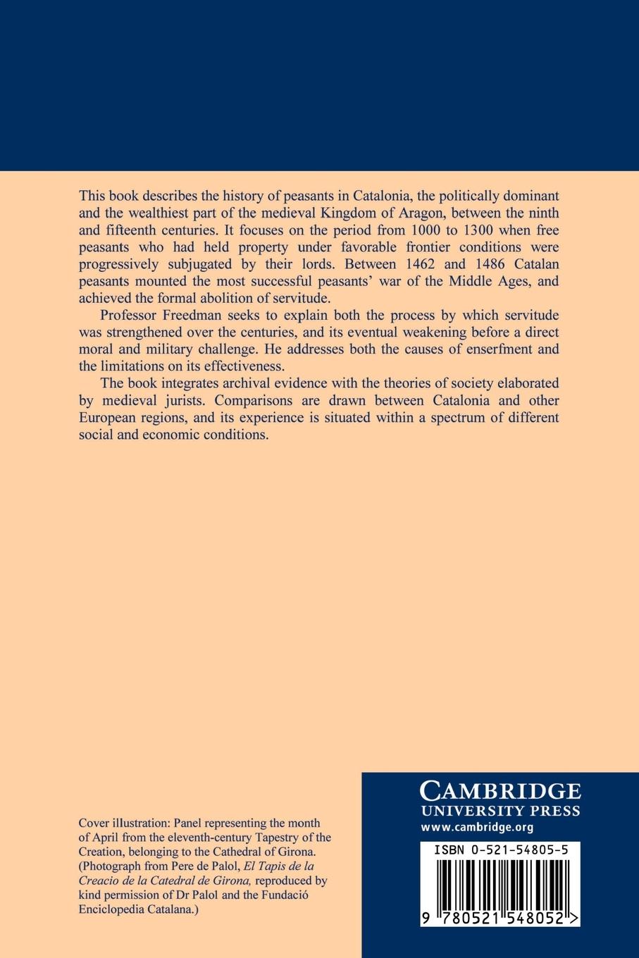 Rückseitencover The Origins of Peasant Servitude in Medieval Catalonia