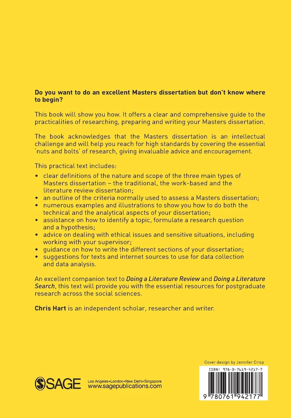 Rückseitencover Doing Your Masters Dissertation