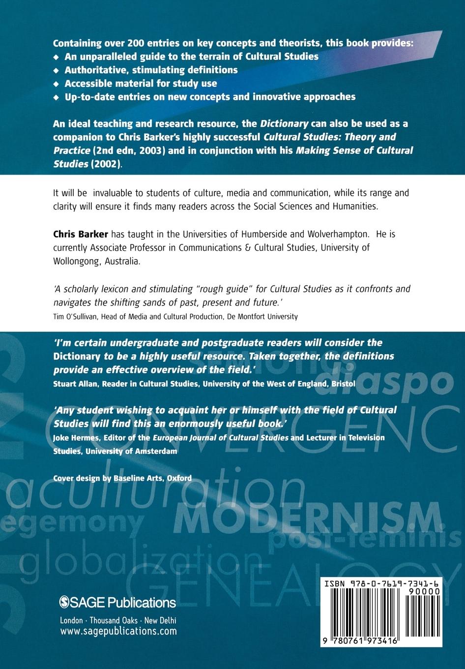 Rückseitencover The SAGE Dictionary of Cultural Studies