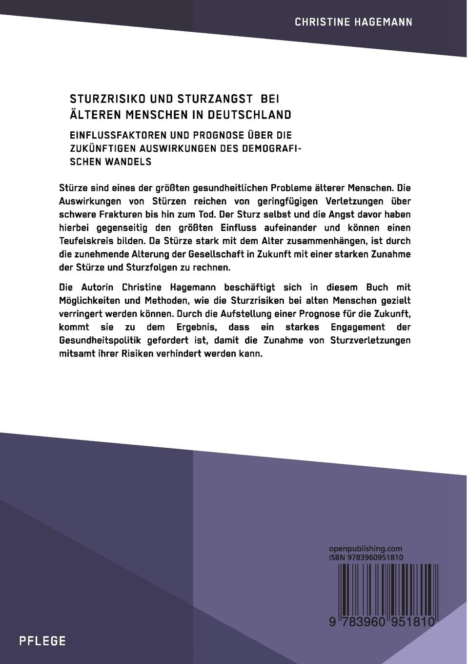 Rückseitencover Sturzrisiko und Sturzangst  bei älteren Menschen in Deutschland