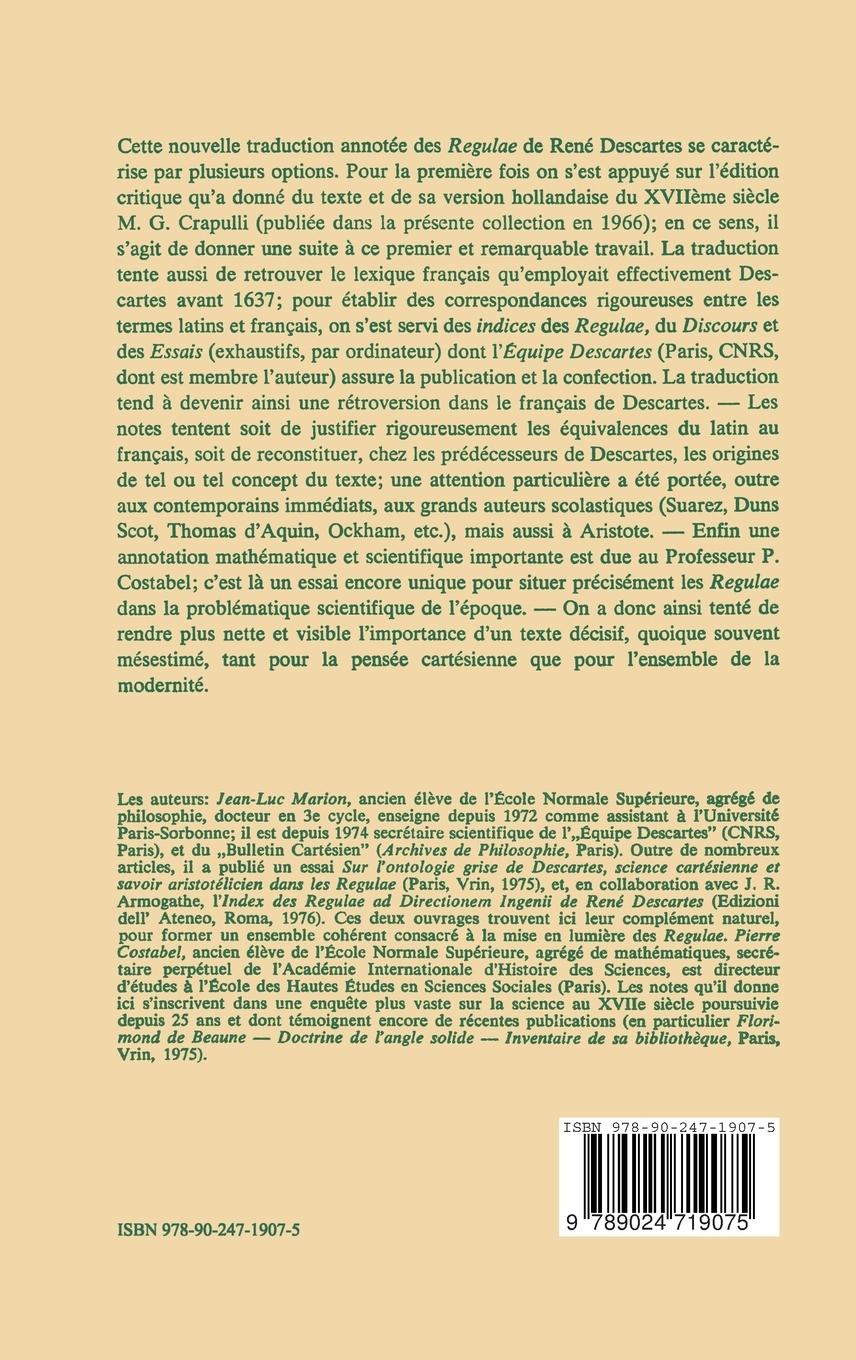 Rückseitencover Règles utiles et claires pour la direction de l'esprit en la recherche de la vérité