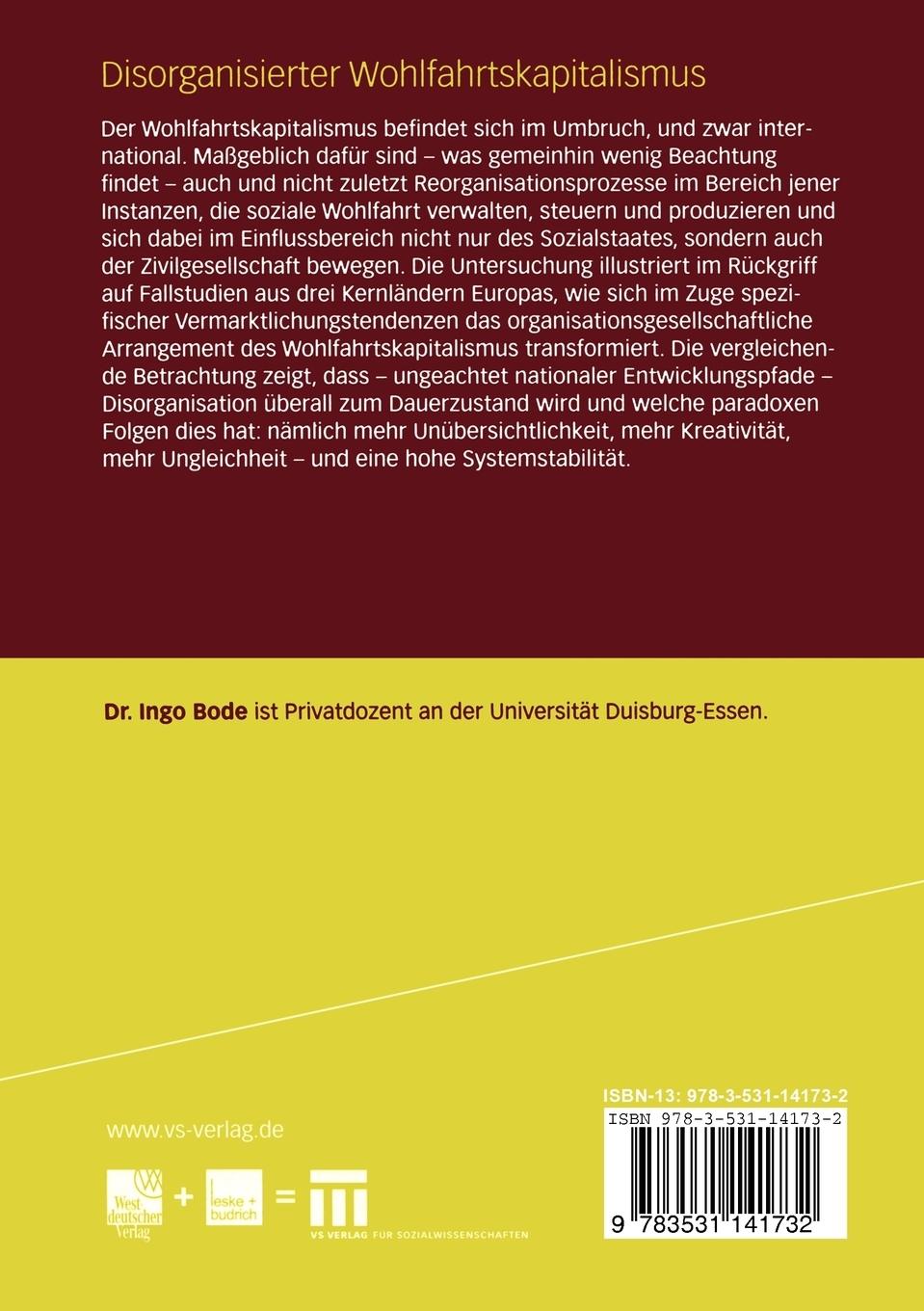 Rückseitencover Disorganisierter Wohlfahrtskapitalismus