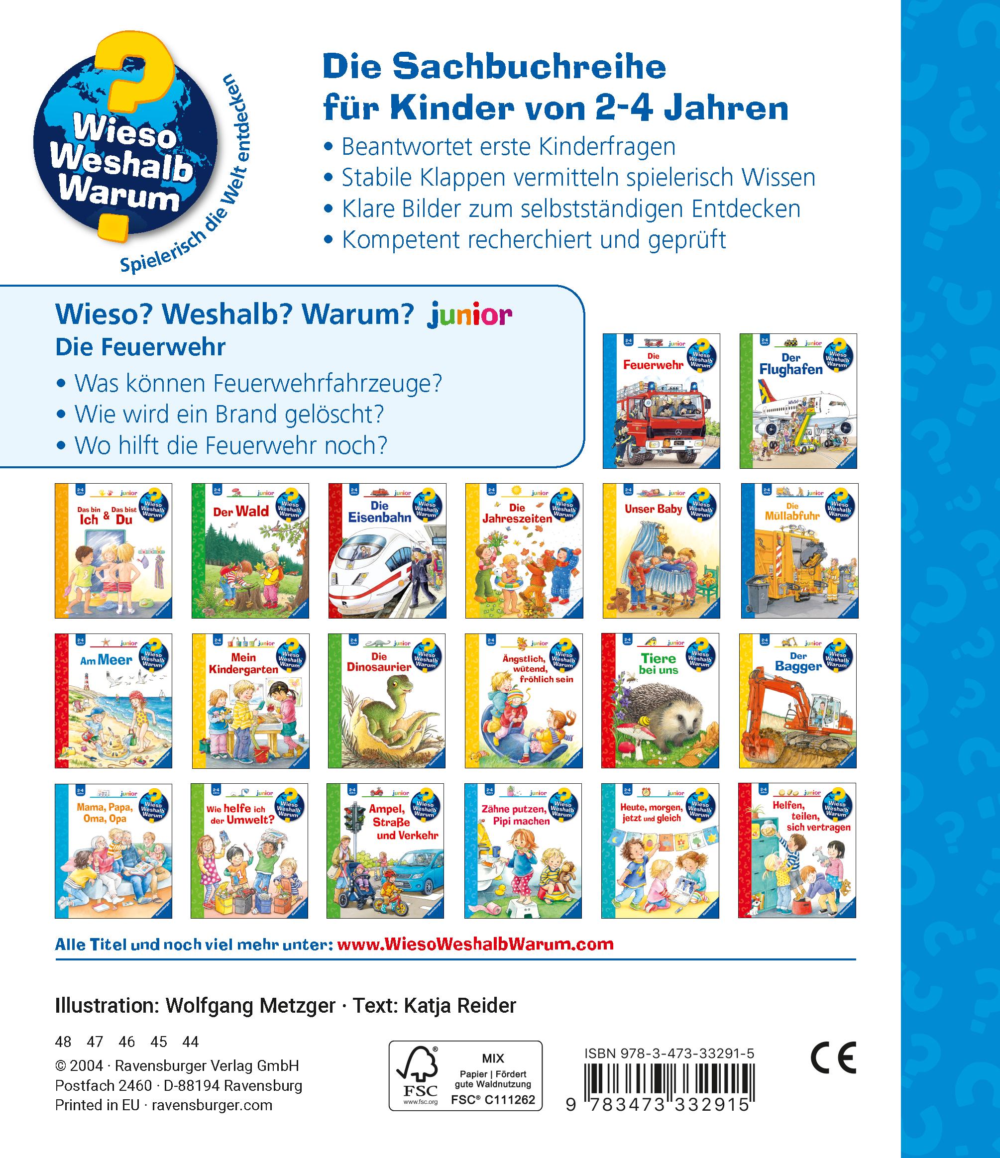 Rückseitencover Wieso? Weshalb? Warum? junior, Band 2: Die Feuerwehr