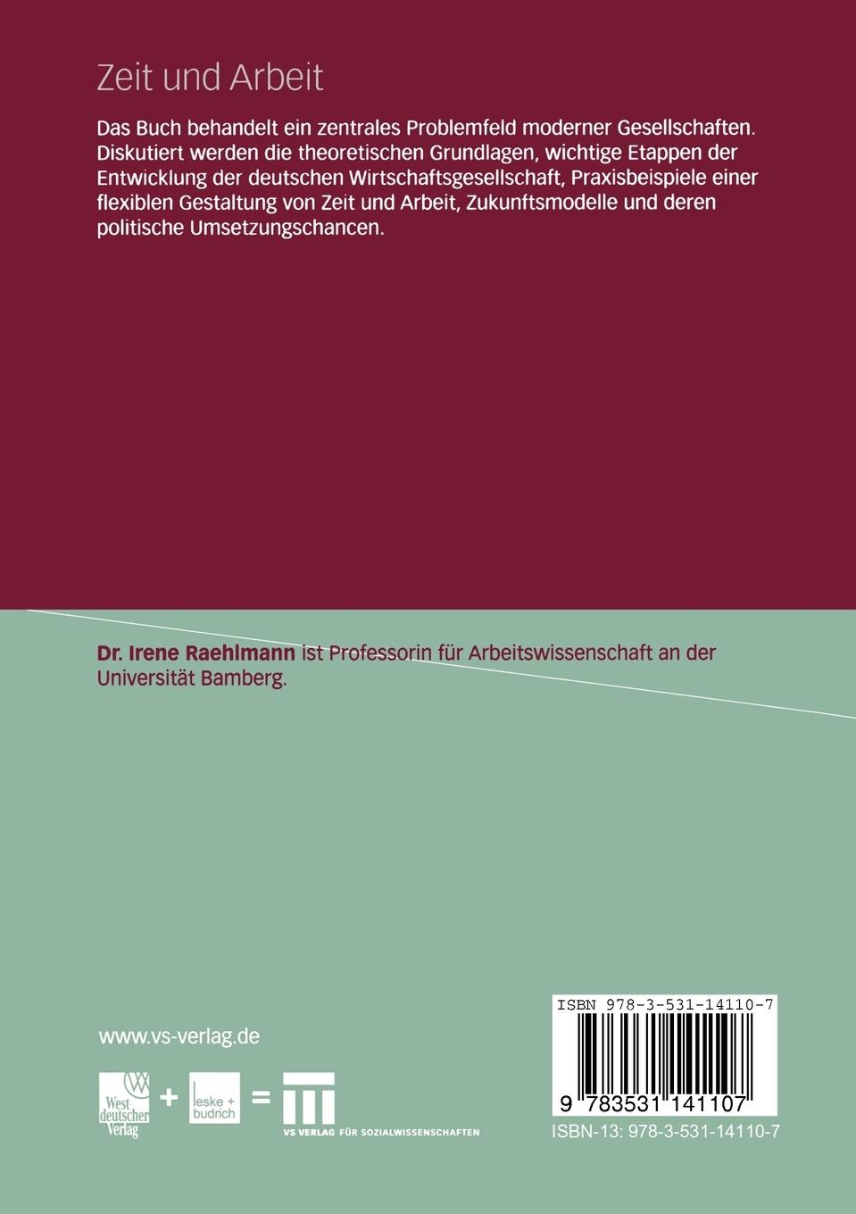 Rückseitencover Zeit und Arbeit