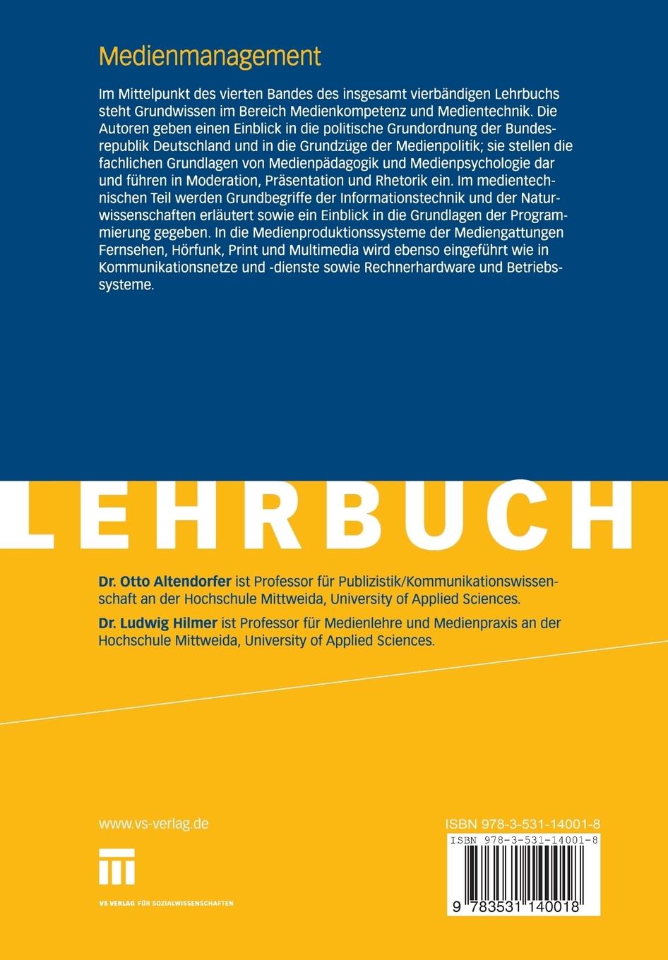 Rückseitencover Medienmanagement
