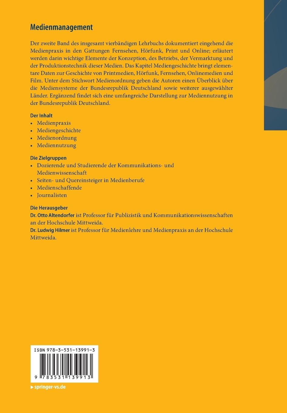Rückseitencover Medienmanagement