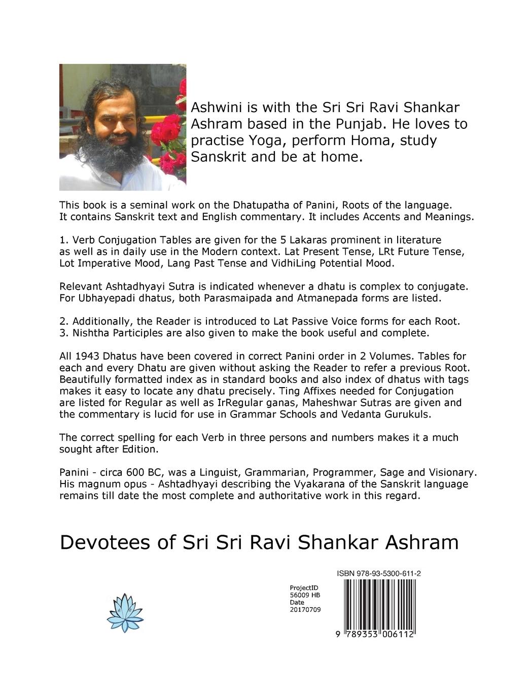 Rückseitencover Dhatupatha Verbs in 5 Lakaras