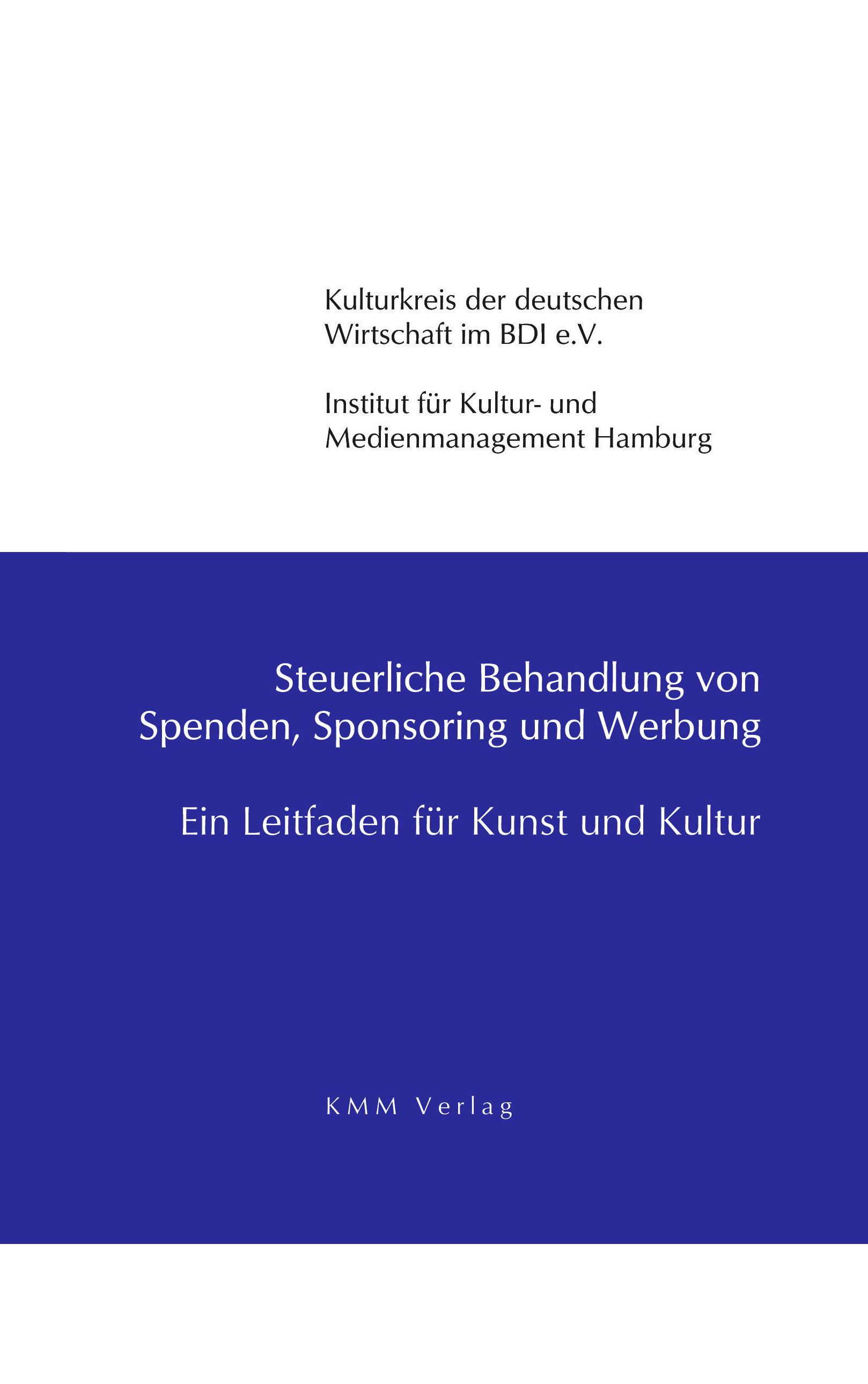 Vorderes Coverbild Steuerliche Behandlung  von Spenden, Sponsoring und Werbung