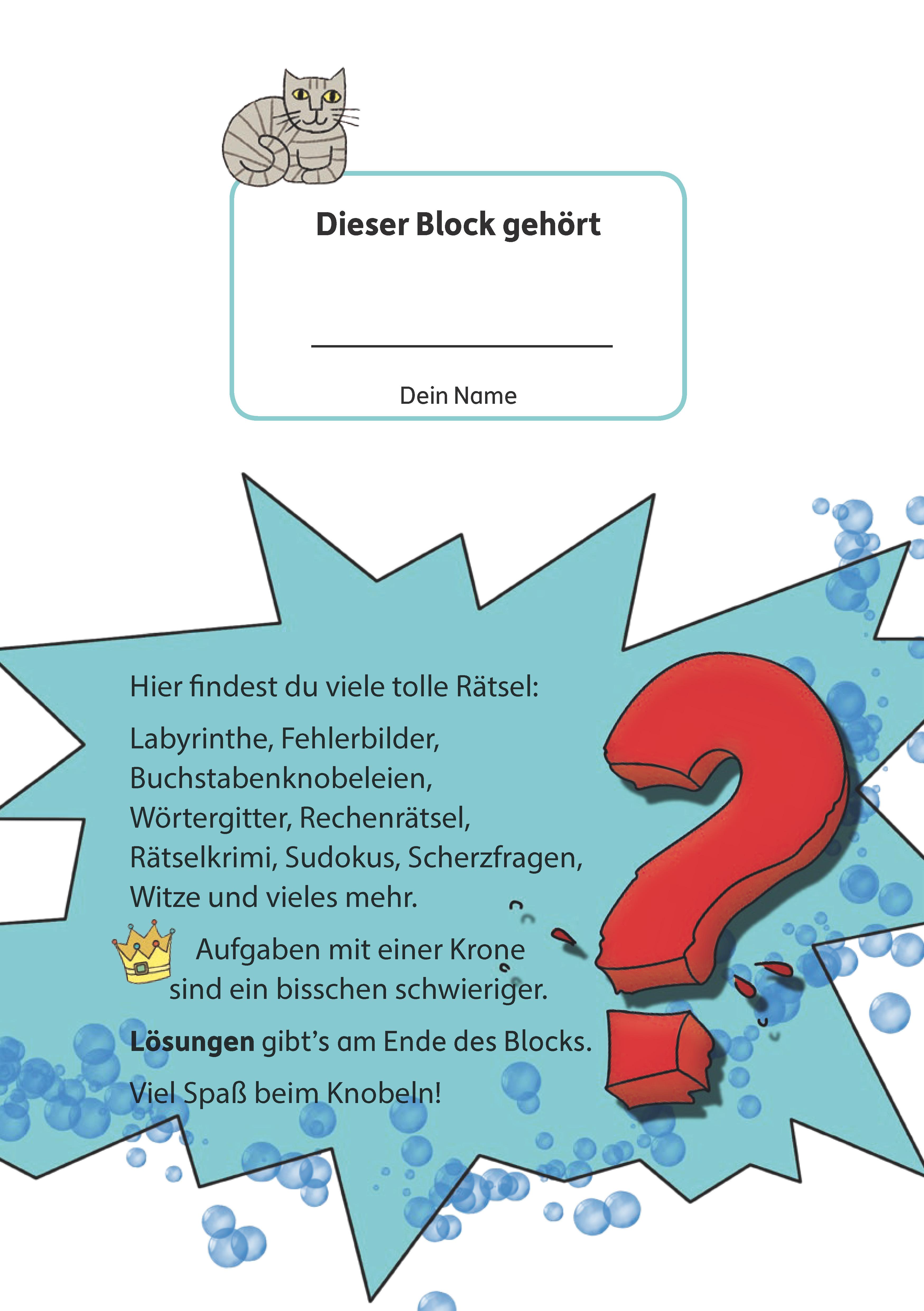 Beispielinhalt (Bild) Rätselblock ab 9 Jahre, Band 1, A5-Block