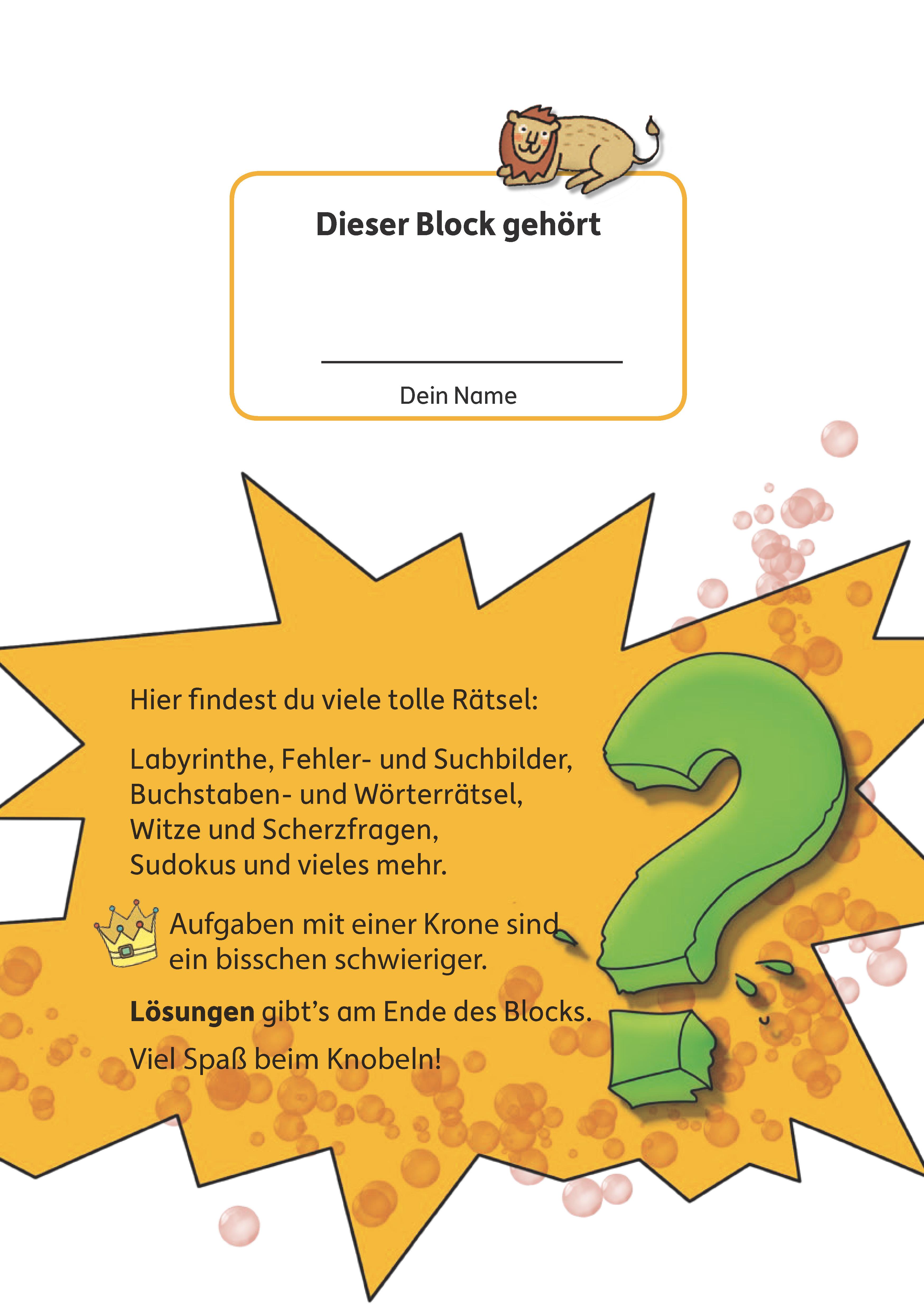 Beispielinhalt (Bild) Rätselblock ab 7 Jahre, Band 1, A5-Block