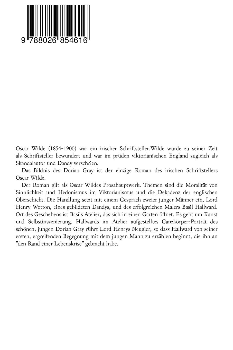 Rückseitencover Das Bildnis des Dorian Gray