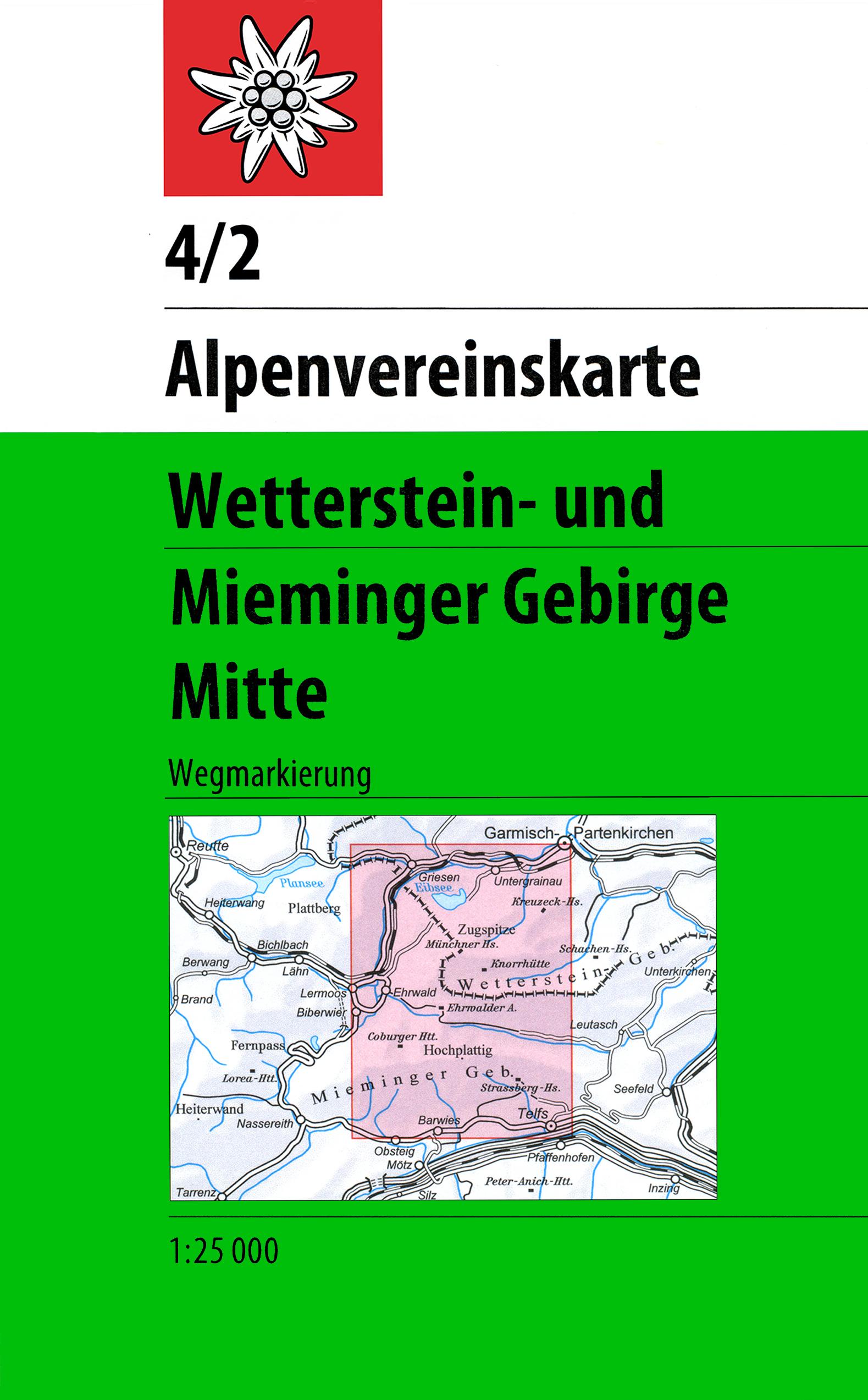Vorderes Coverbild DAV Alpenvereinskarte 04/2 Wetterstein Mieminger Gebirge Mitte 1 : 25 000 Wegmarkierungen