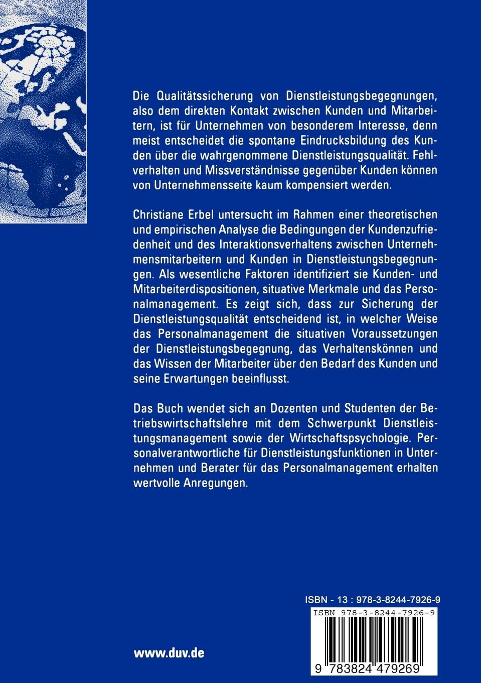 Rückseitencover Qualitätssicherung von Dienstleistungsbegegnungen