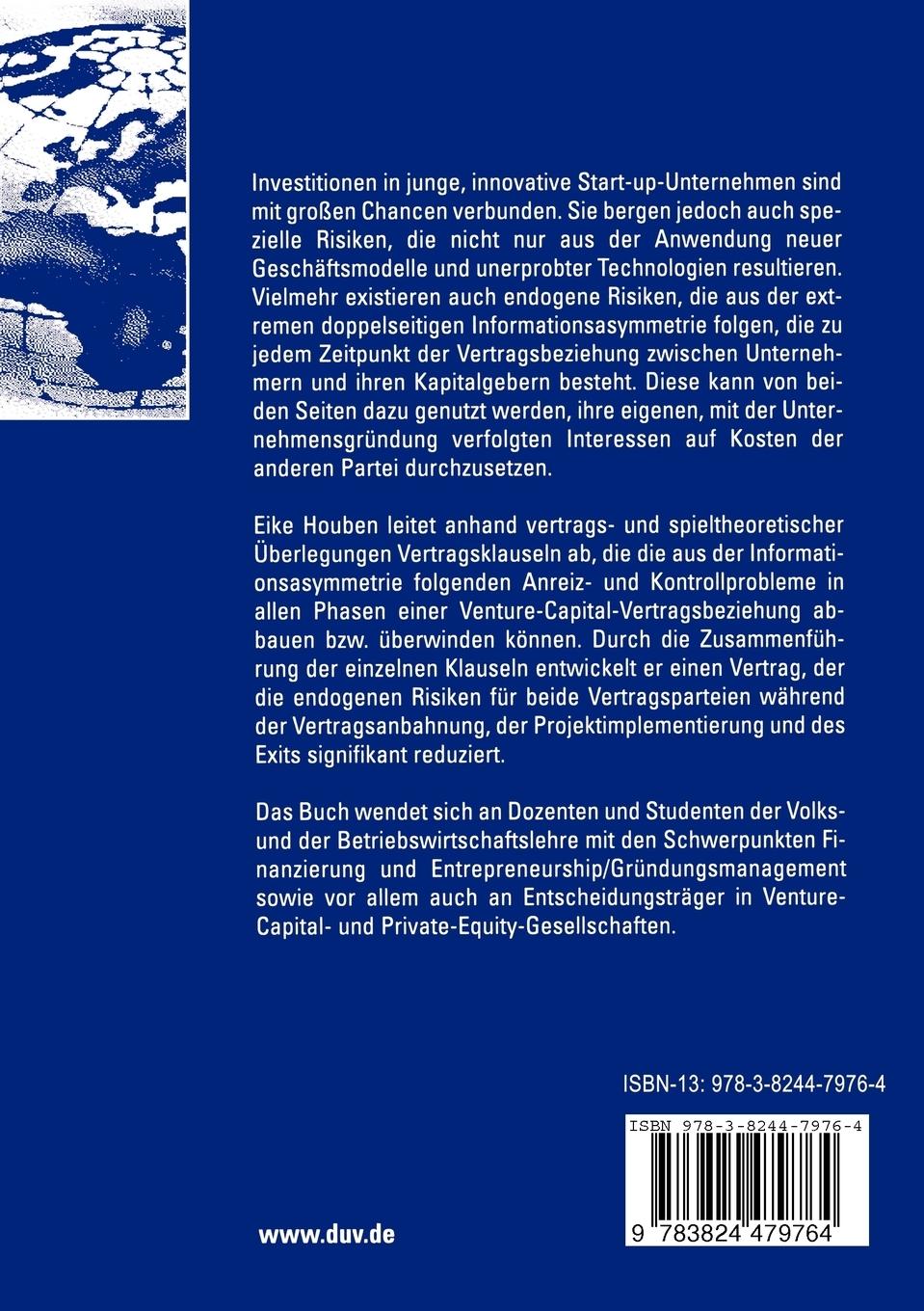 Rückseitencover Optimale Vertragsgestaltung bei Venture-Capital-Finanzierungen