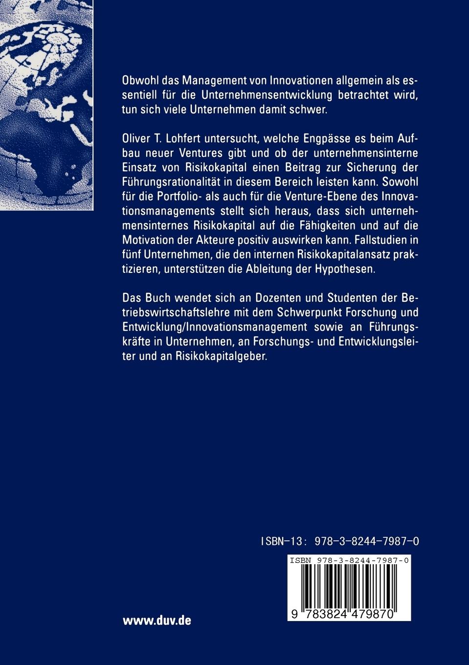 Rückseitencover Innovationsmanagement durch internes Risikokapital