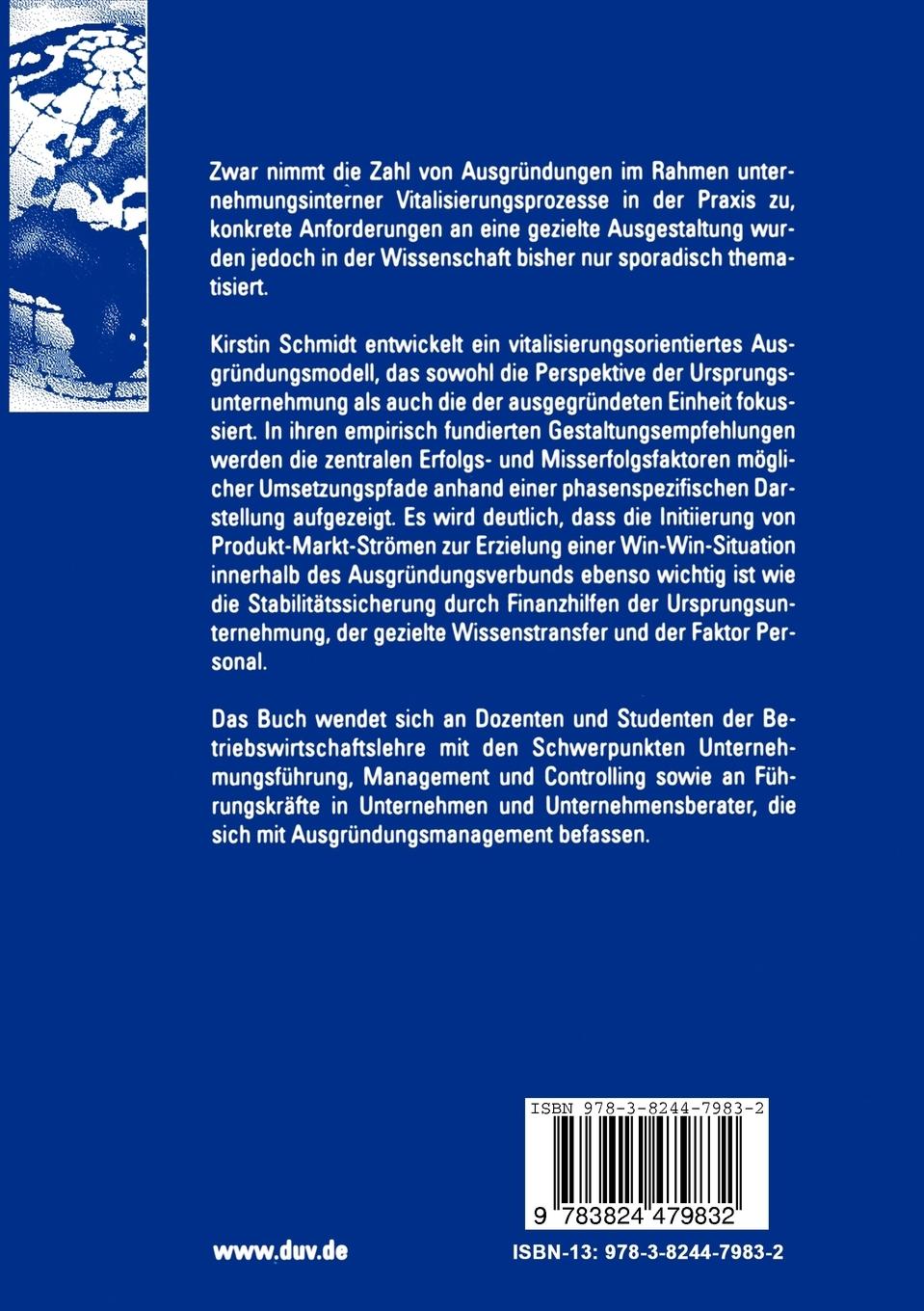 Rückseitencover Unternehmungsvitalisierung durch Ausgründungsmanagement