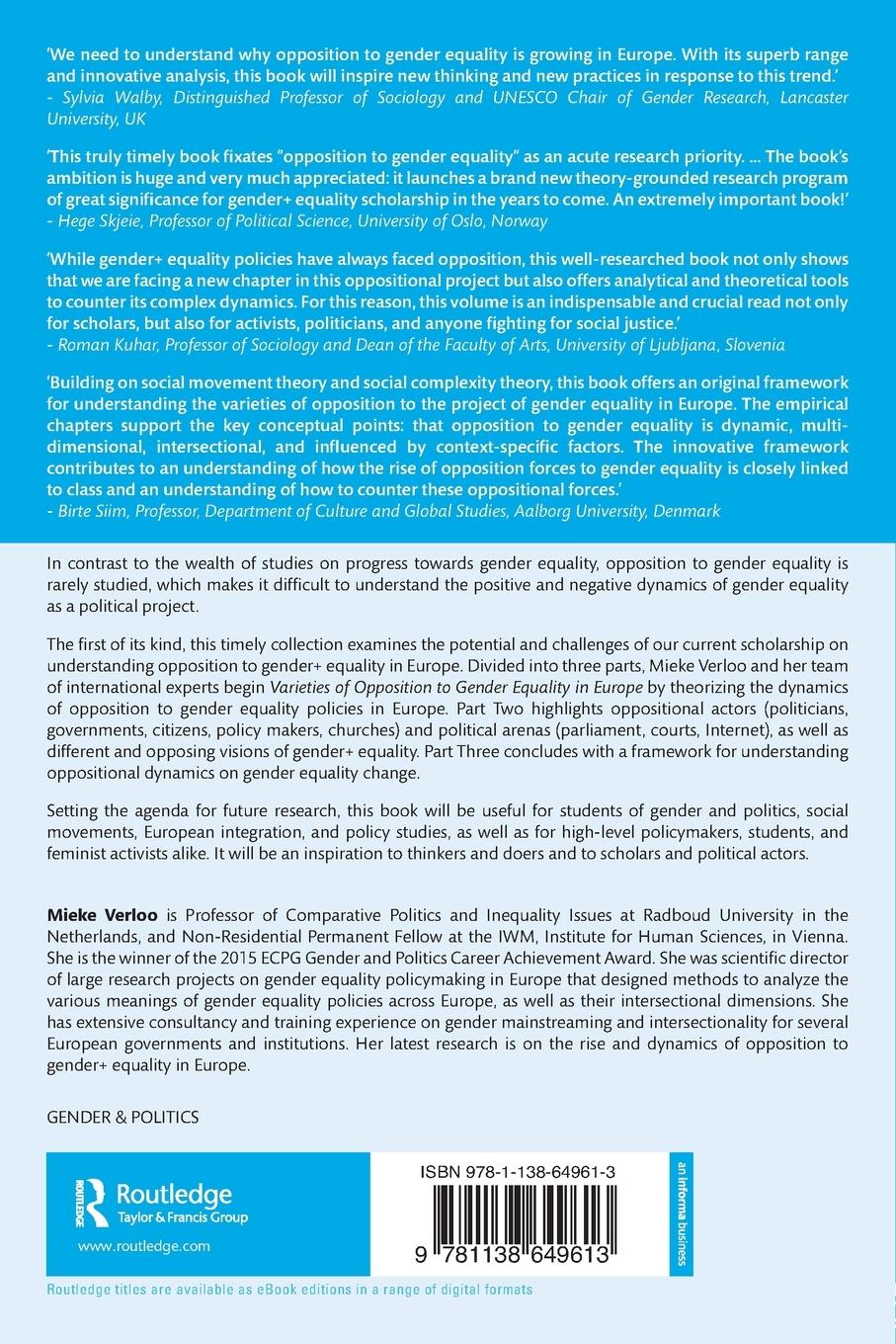 Rückseitencover Varieties of Opposition to Gender Equality in Europe