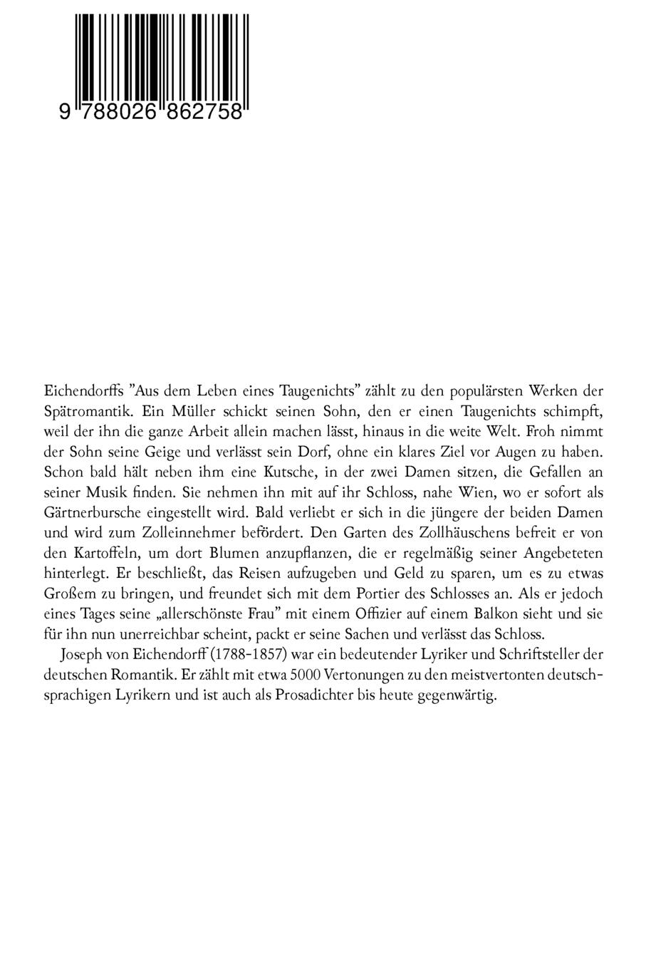 Rückseitencover Aus dem Leben eines Taugenichts: Ein Klassiker der deutschen Romantik