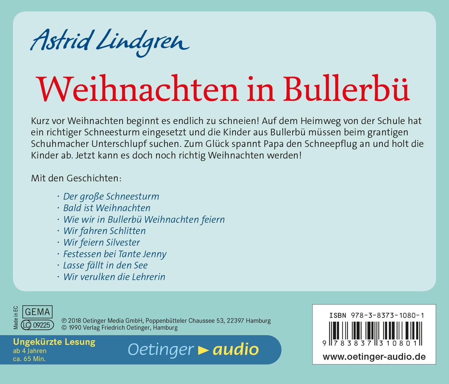 Rückseitencover Weihnachten in Bullerbü
