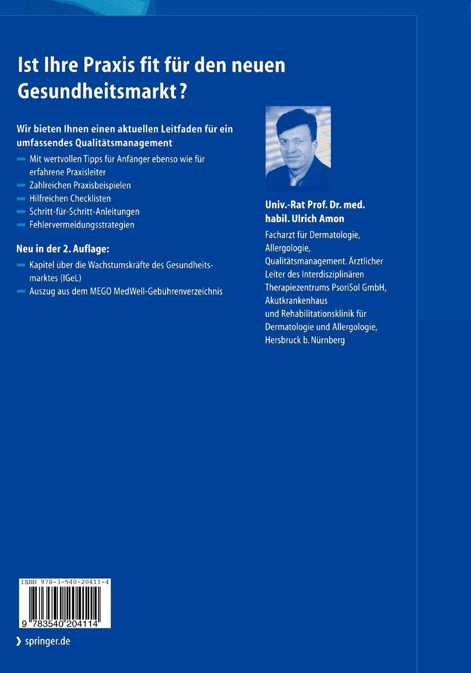 Rückseitencover Qualitätsmanagement in der Arztpraxis