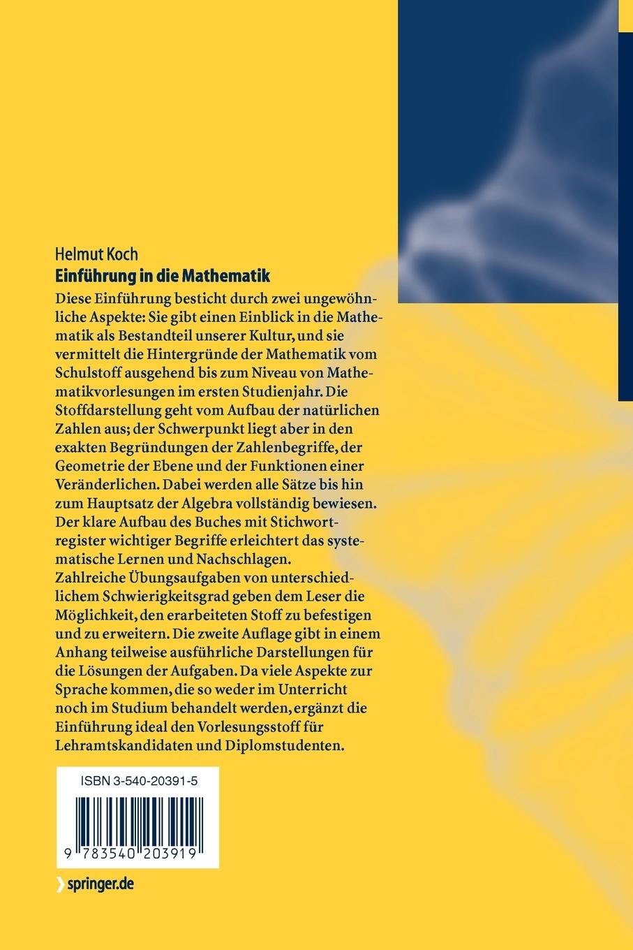 Rückseitencover Einführung in die Mathematik