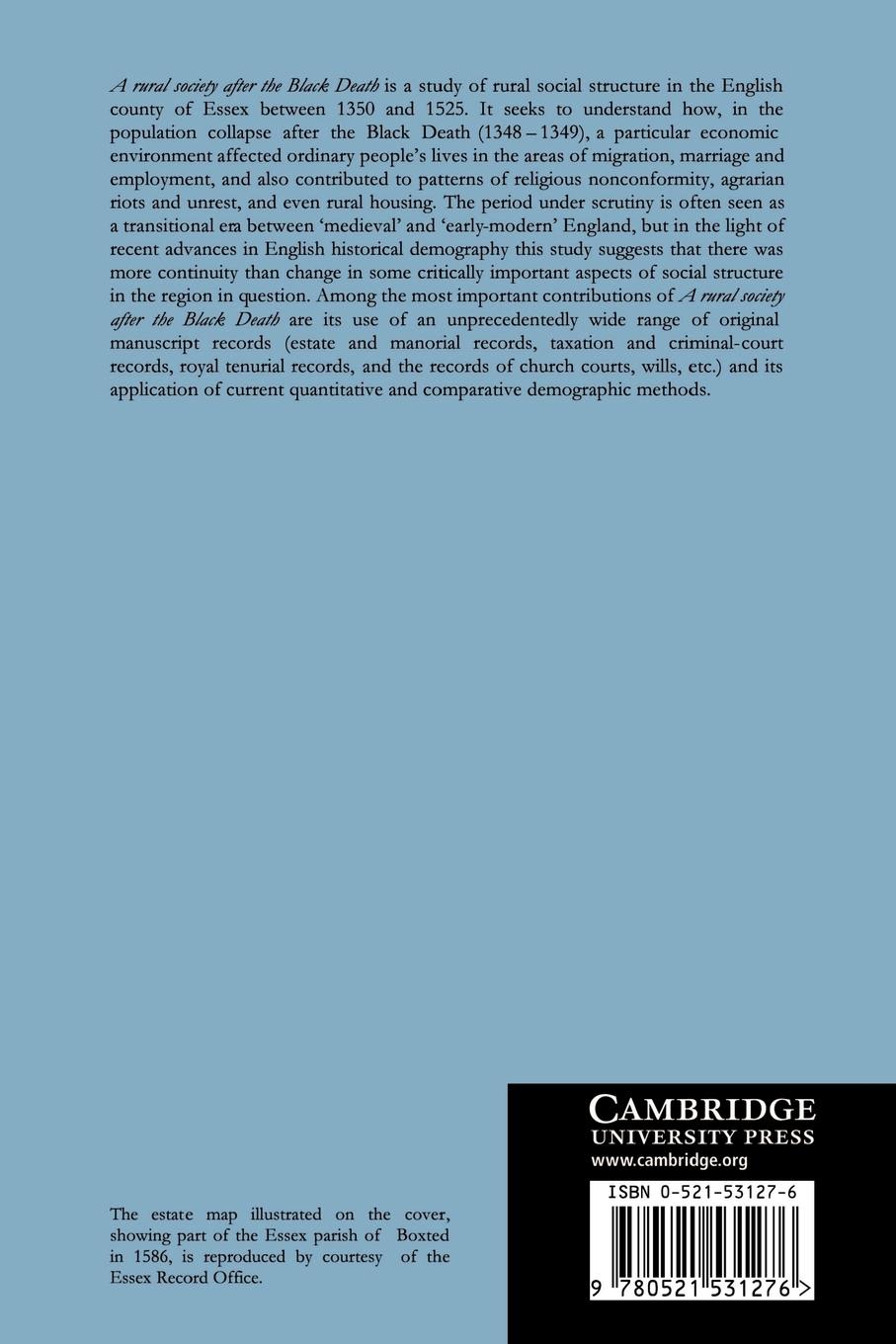 Rückseitencover A Rural Society After the Black Death