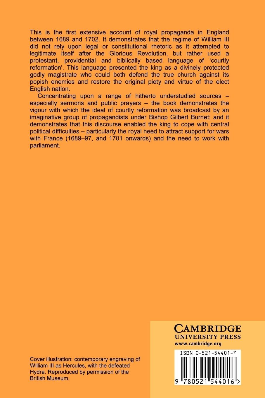 Rückseitencover William III and the Godly Revolution