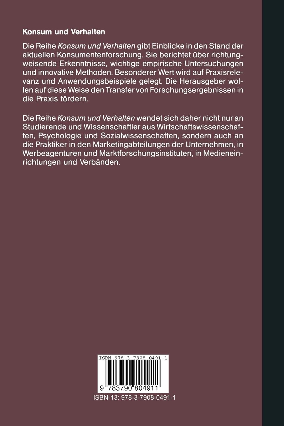 Rückseitencover Das Sicherheitsverhalten von Konsumenten