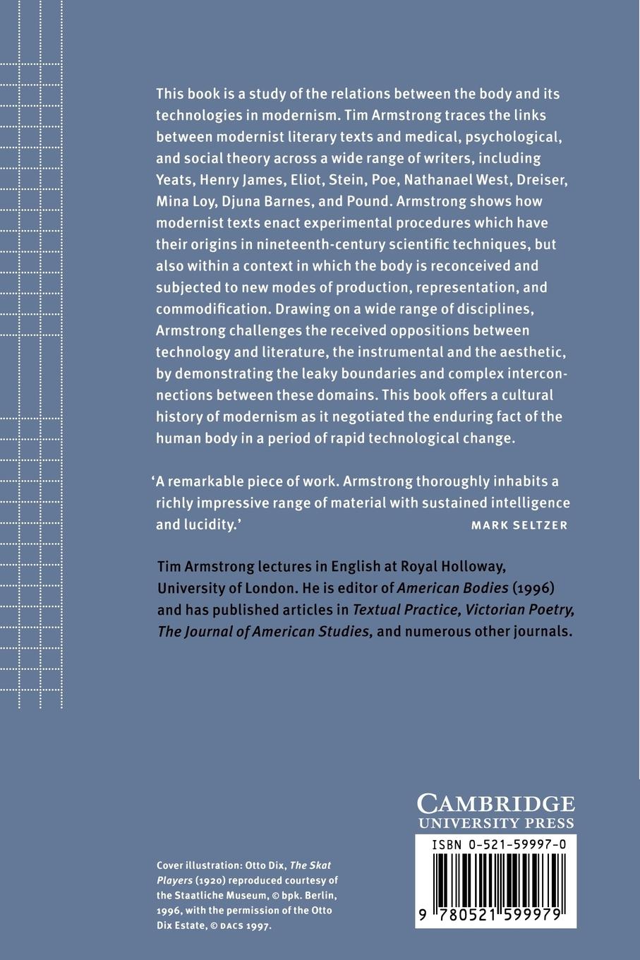 Rückseitencover Modernism, Technology, and the Body