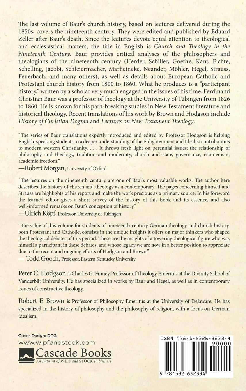 Rückseitencover Church and Theology in the Nineteenth Century