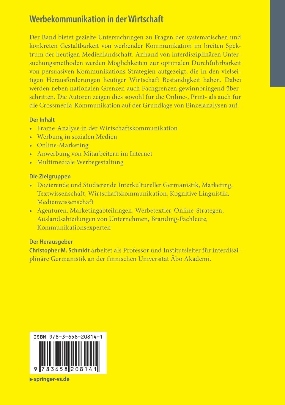 Rückseitencover Werbekommunikation in der Wirtschaft