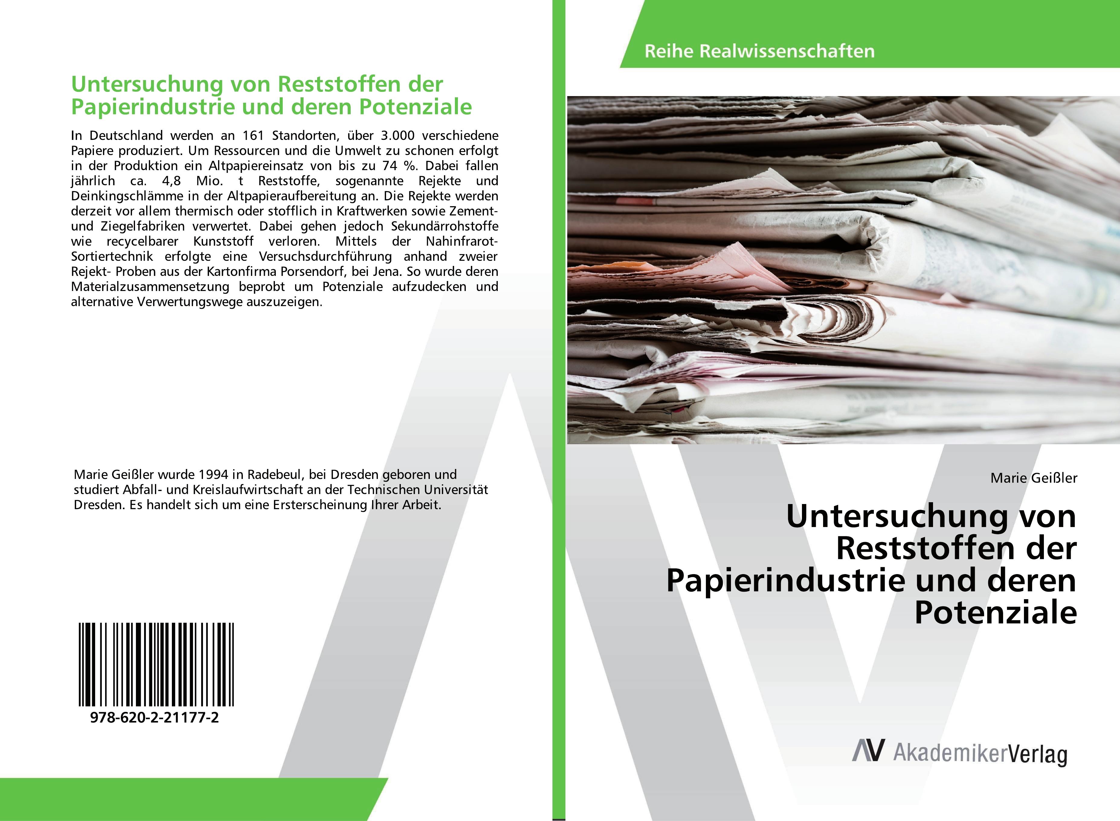Vorderes Coverbild Untersuchung von Reststoffen der Papierindustrie und deren Potenziale
