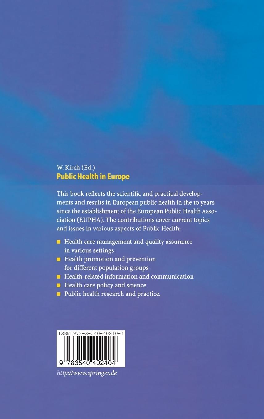 Rückseitencover Public Health in Europe