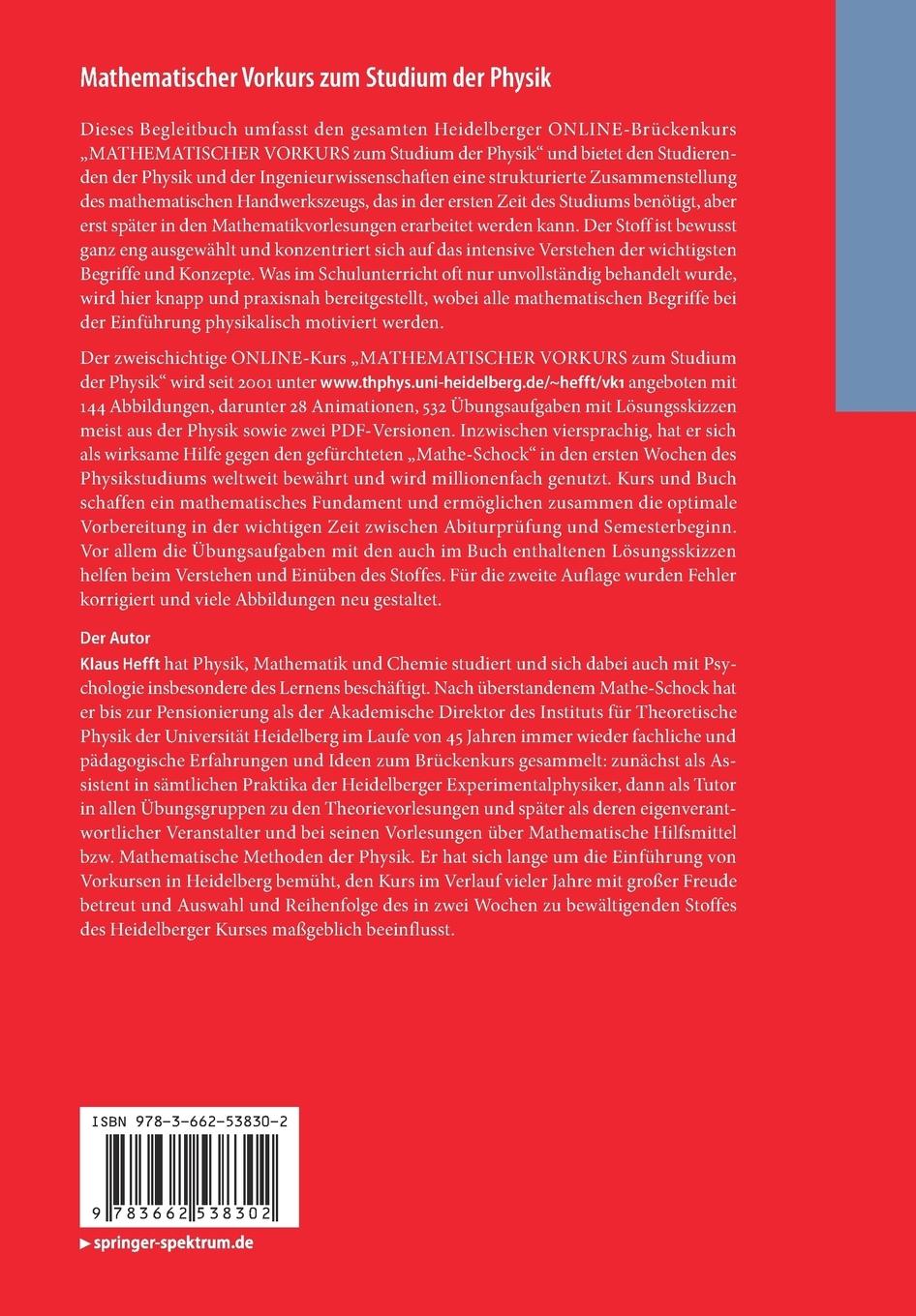 Rückseitencover Mathematischer Vorkurs zum Studium der Physik