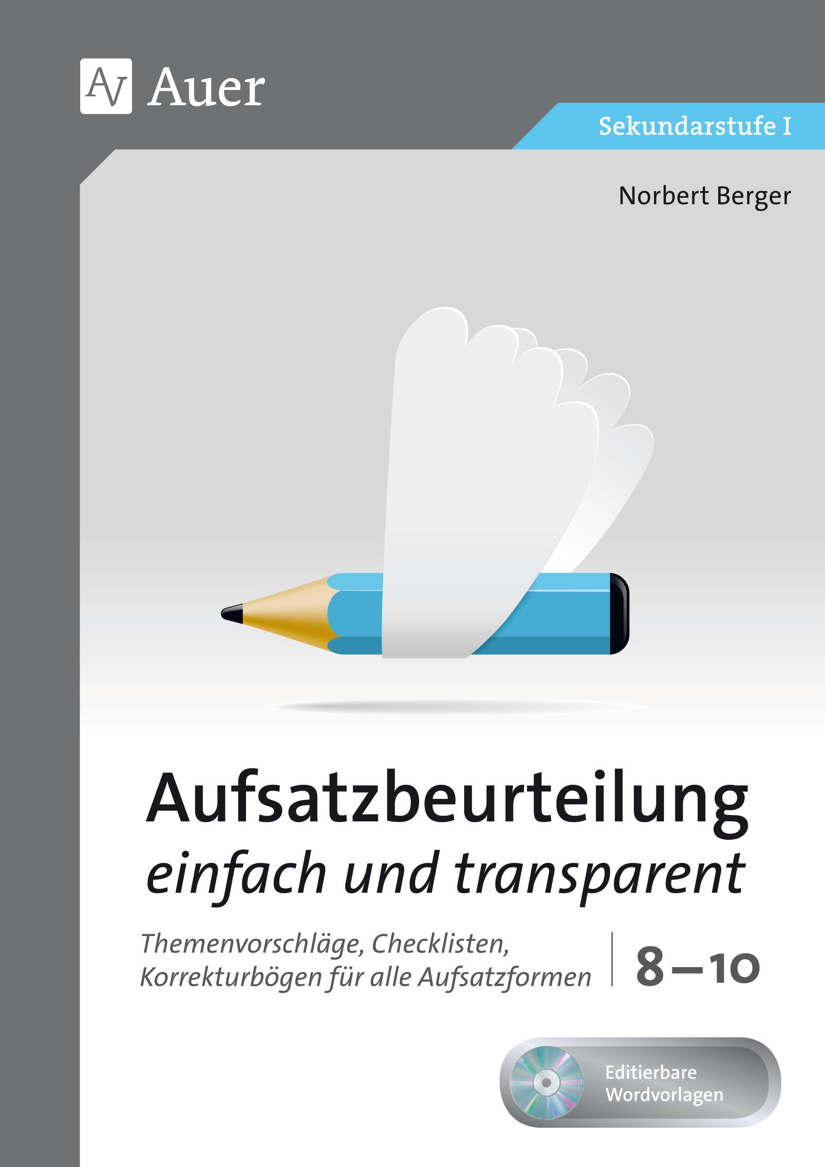 Vorderes Coverbild Aufsatzbeurteilung einfach und transparent 8-10