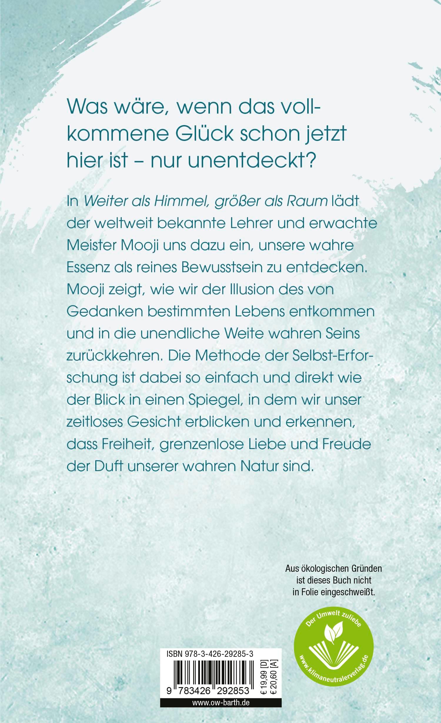 Rückseitencover Weiter als Himmel, größer als Raum