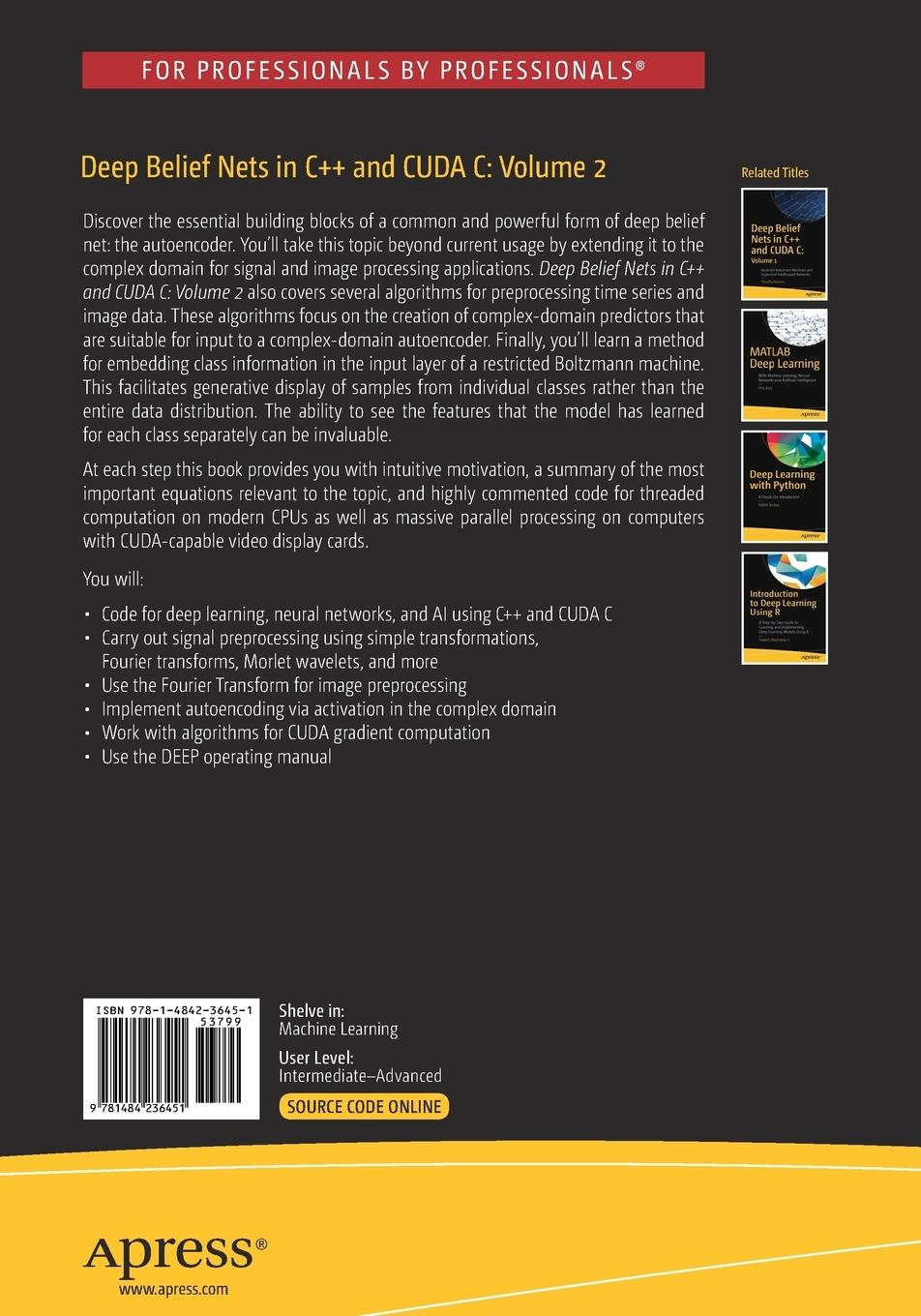 Rückseitencover Deep Belief Nets in C++ and CUDA C: Volume 2