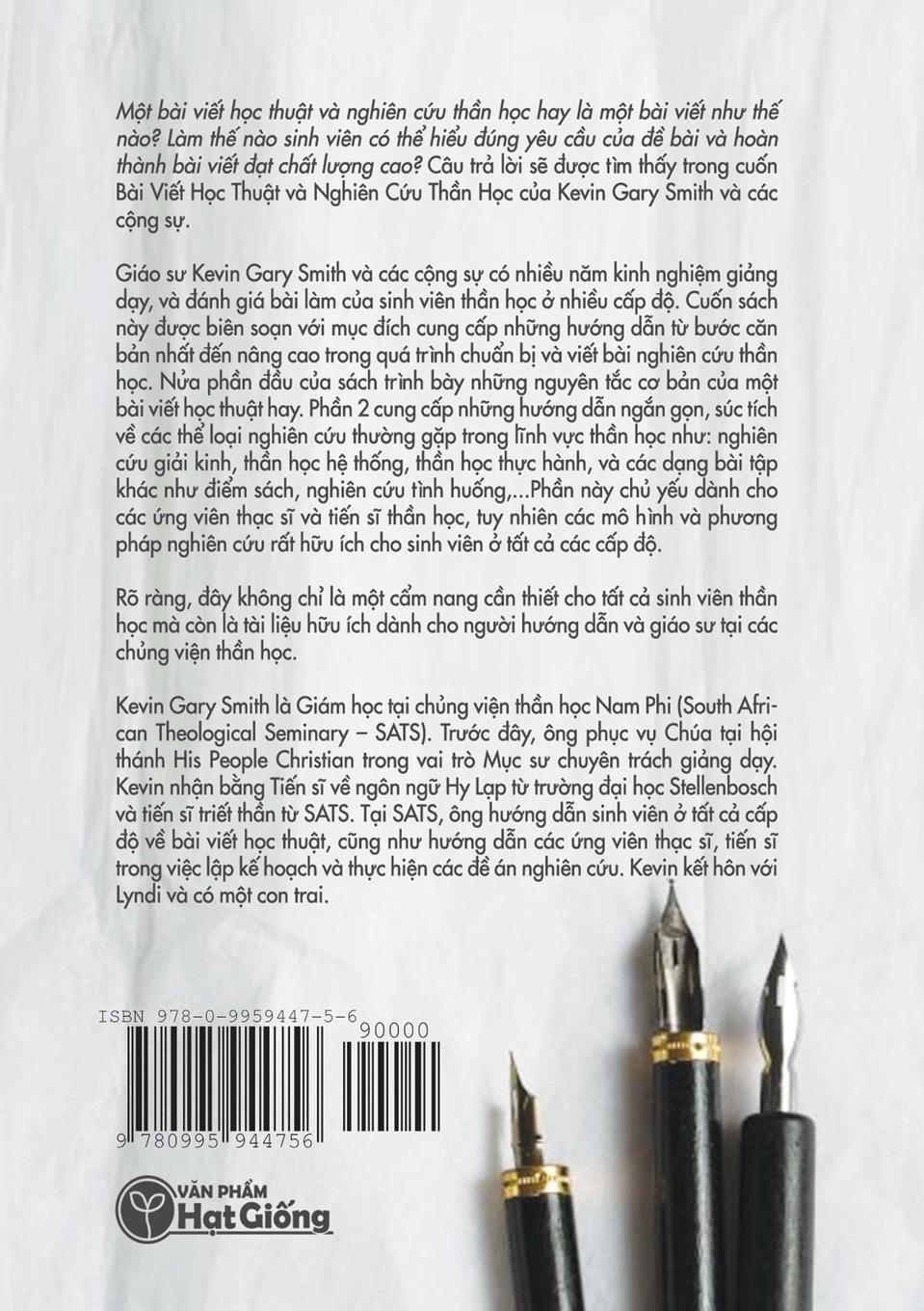 Rückseitencover Bài Vi¿t H¿c Thu¿t Và Nghiên C¿u Th¿n H¿c