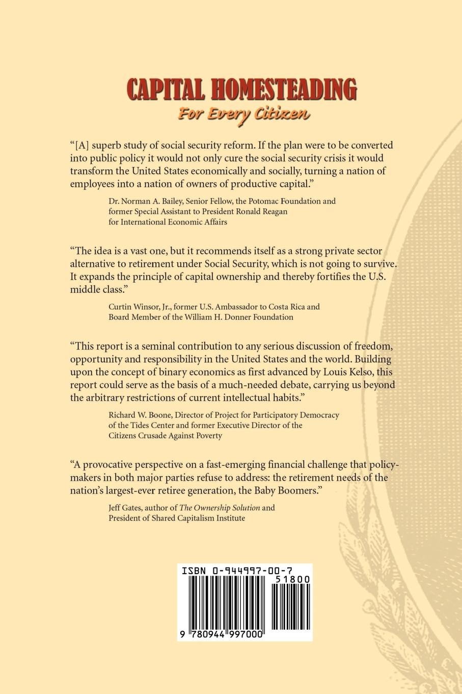 Rückseitencover Capital Homesteading for Every Citizen