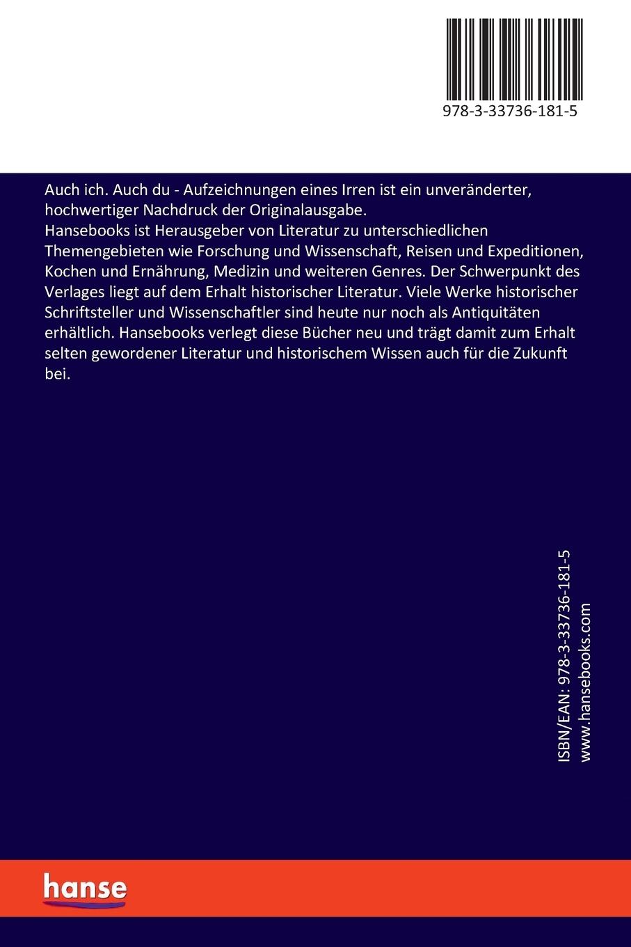 Rückseitencover Auch ich. Auch du