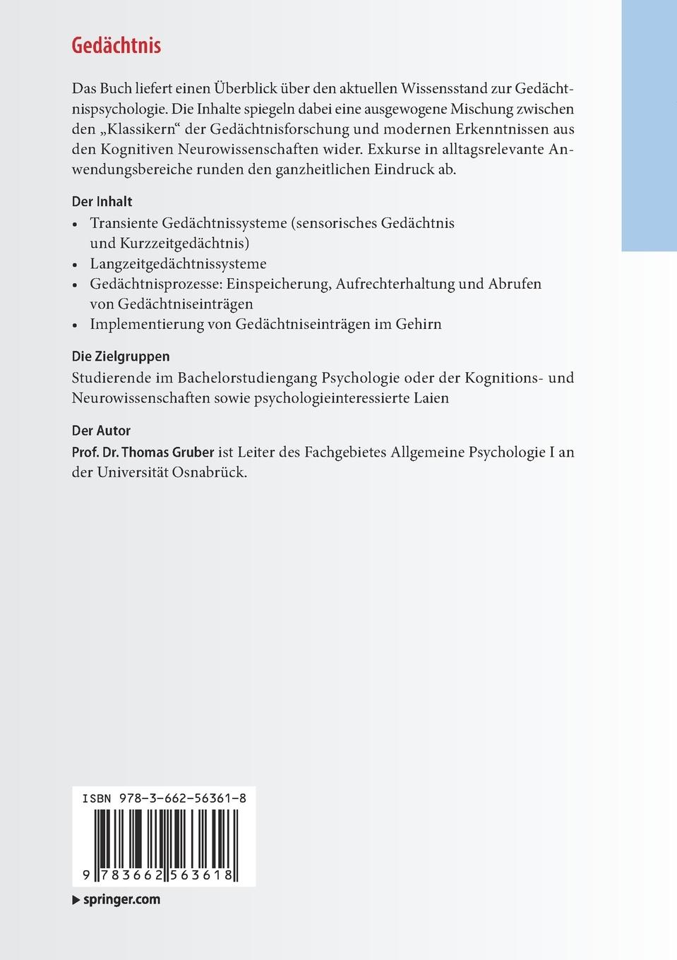 Rückseitencover Gedächtnis