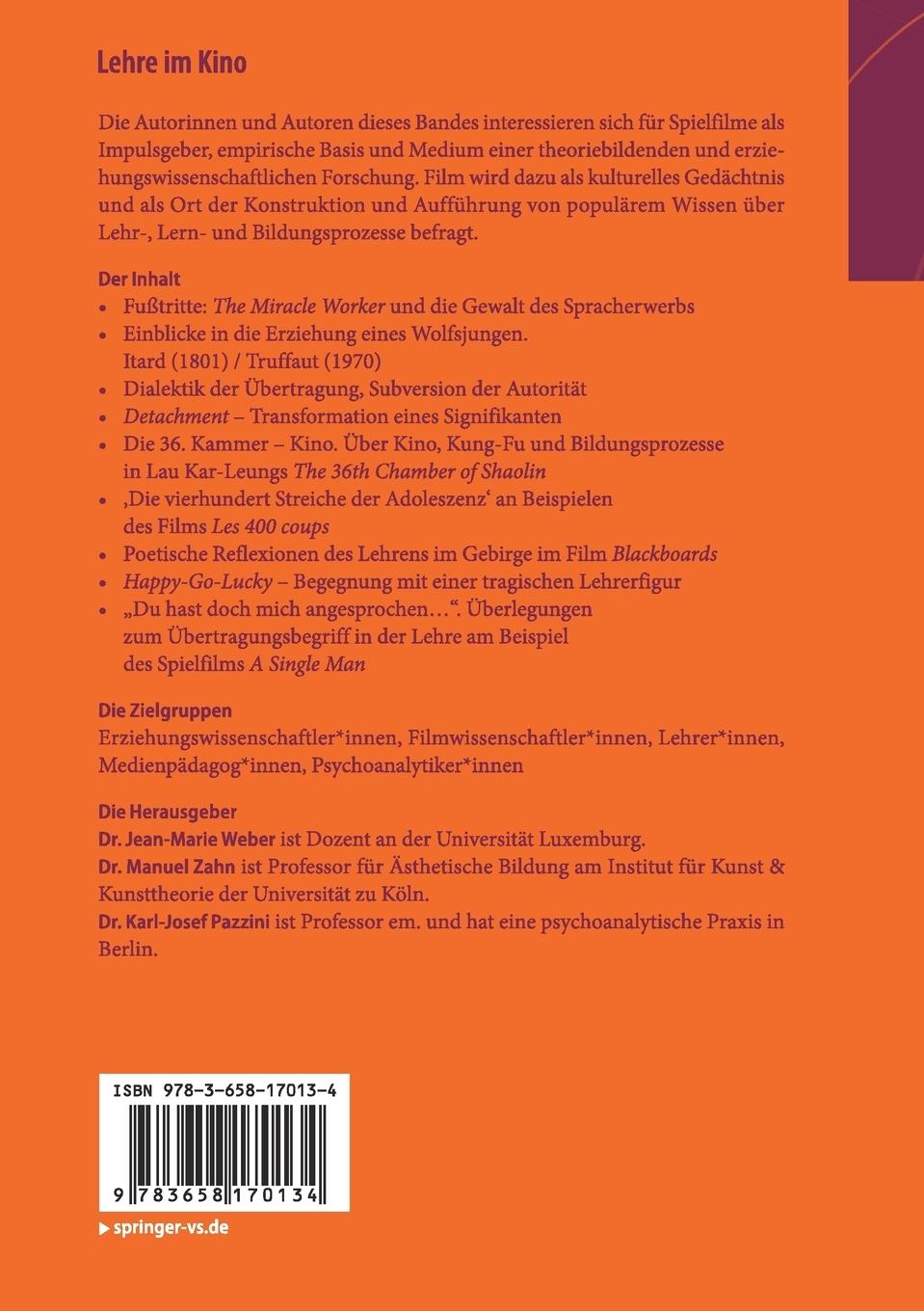 Rückseitencover Lehre im Kino