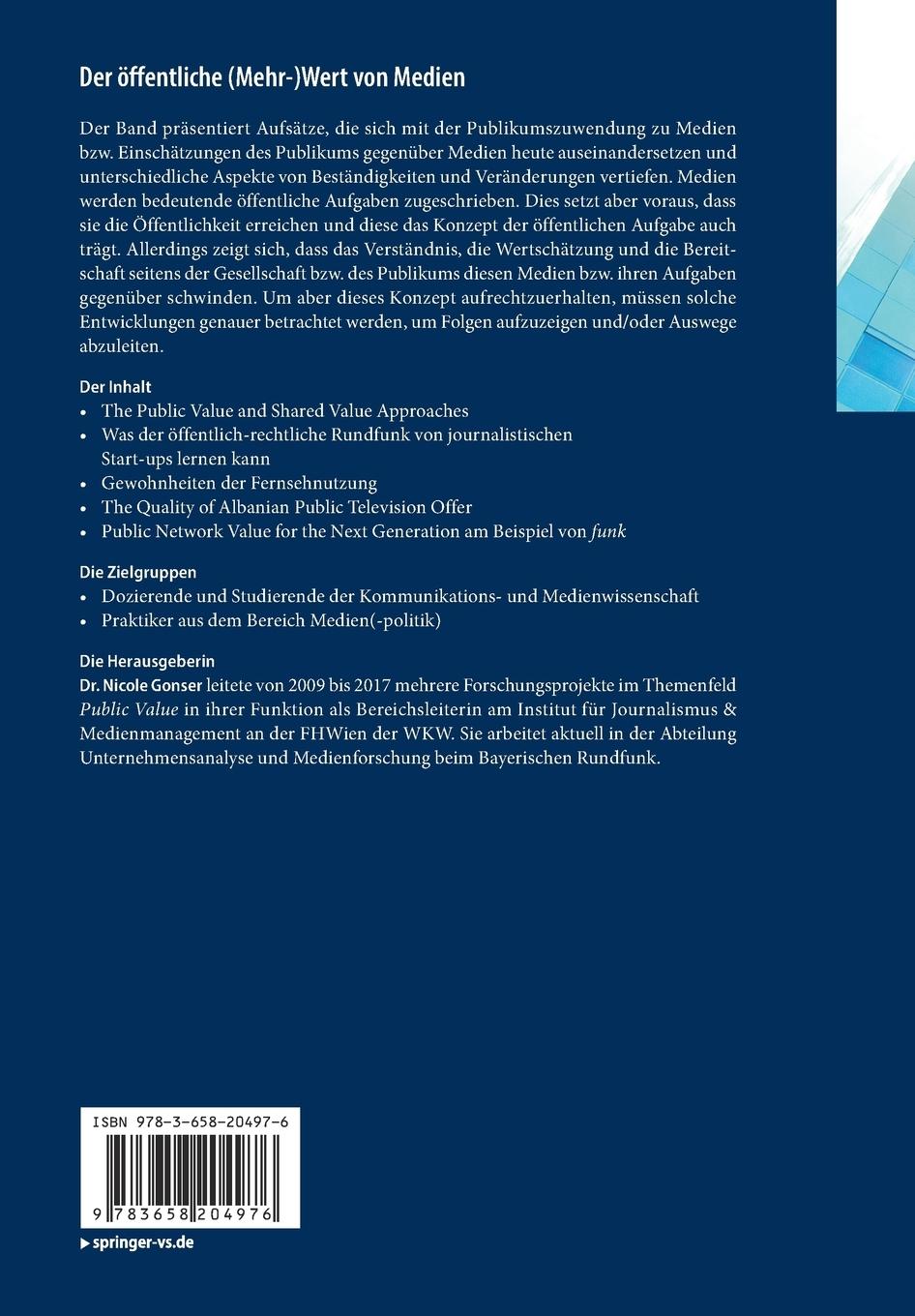 Rückseitencover Der öffentliche (Mehr-)Wert von Medien