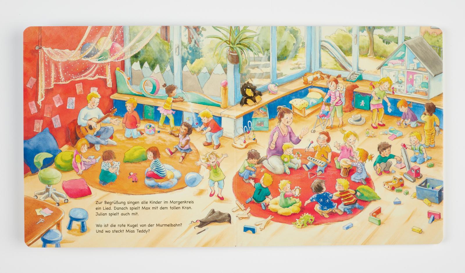 Beispielinhalt (Bild) Mein allererstes Wimmelbuch: Ein Tag in der Kita