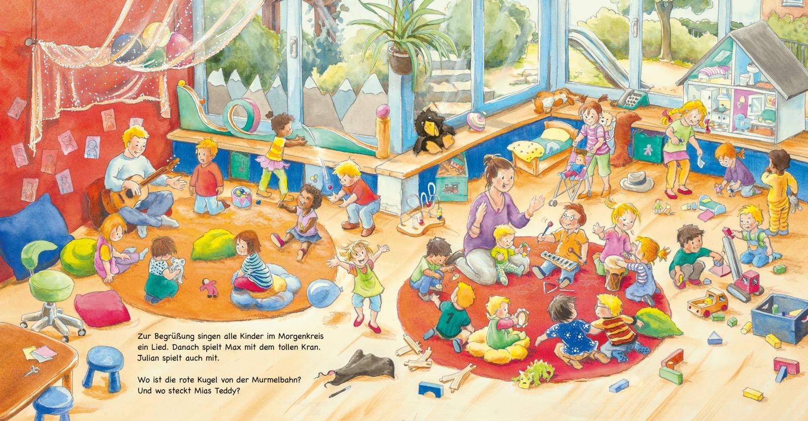 Beispielinhalt (Bild) Mein allererstes Wimmelbuch: Ein Tag in der Kita