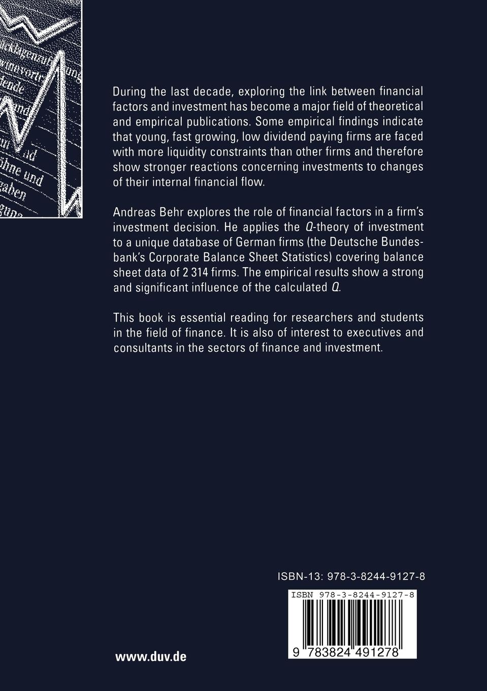 Rückseitencover Investment and Liquidity Constraints