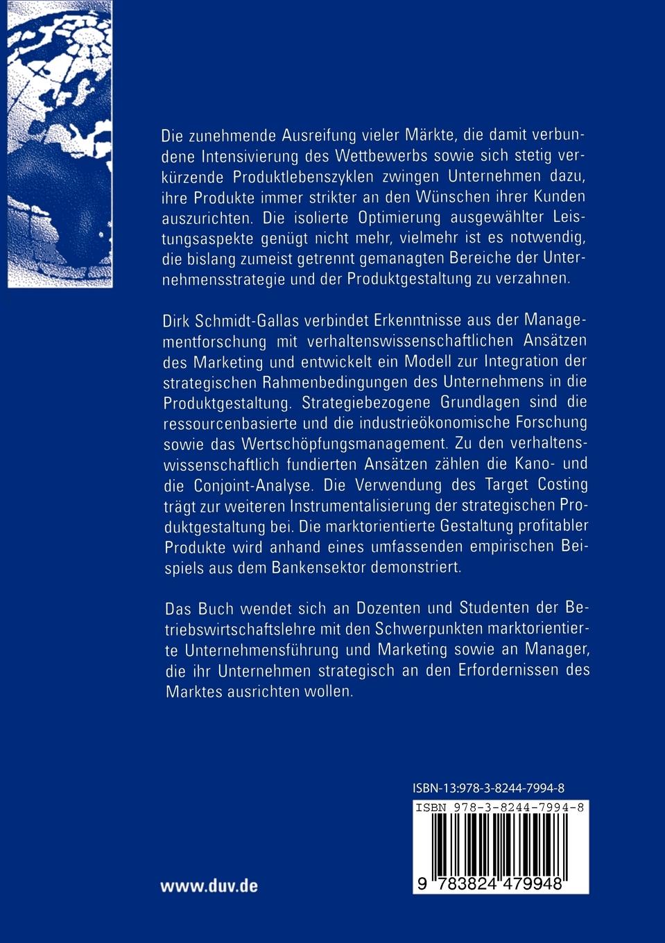 Rückseitencover Strategische Produktgestaltung